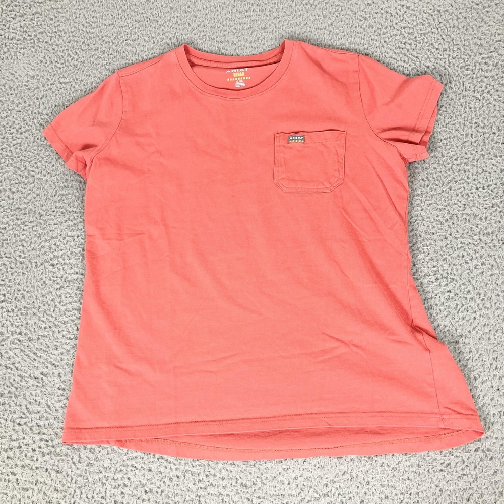 Ariat Rebar Shirt Mens XL Red Pocket 100% Cotton Crewneck Tee Basic